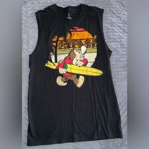 Disney Parks Grumpy Black Surfing Graphic Men’s Tank Top unisex Sz S California